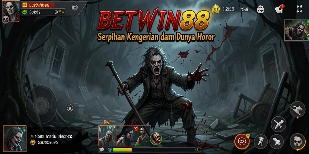 Tangkapan layar gameplay BETWIN88 menampilkan suasana menakutkan yang mencekam.