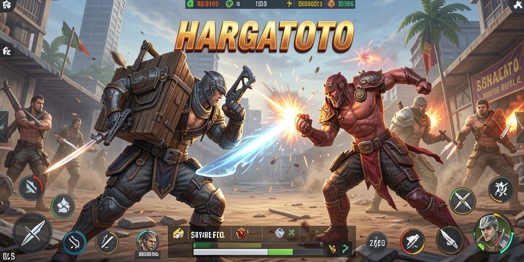 Tampilan seru dari gameplay HARGATOTO di medan perang Battle Royale.