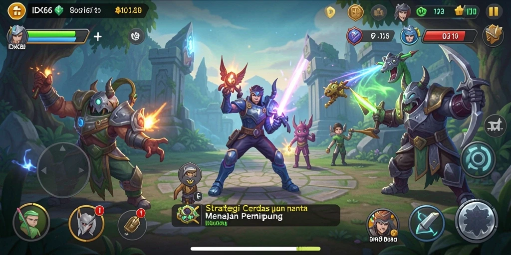 Tampilan gameplay menegangkan dan penuh strategi di IDX66.